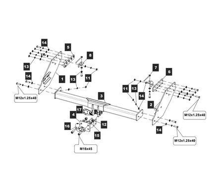 Фаркоп Baltex для Mitsubishi L200 2014-2015, (удлинённый кузов) 14260421 в 