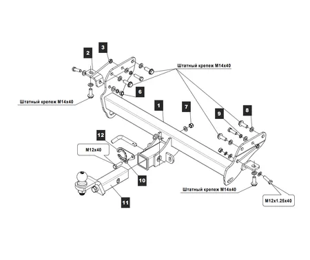 Фаркоп TowRus для Jeep Grand Cherokee 2010-2022 (кроме авто с Adblue и SRT) 049109 в 