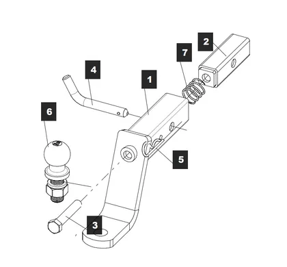 Вставка фаркопа под американский квадрат 50х50 с антистуком для Toyota Sequoia 2000-2007 (занижение 14,5 см) TowRus KU-08 в 