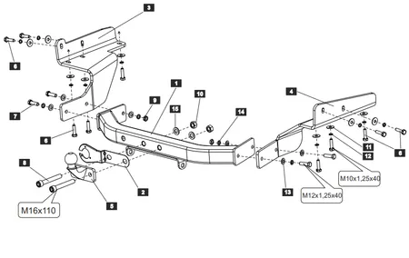 Фаркоп Baltex для Toyota Highlander 2010-2013 24195808 в 